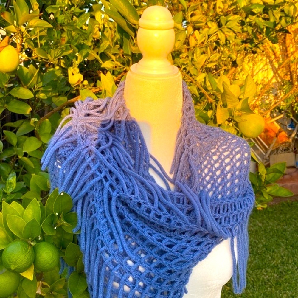 BLUE SCARF PASHMINA WRAP SHAWL 65”x 1…
